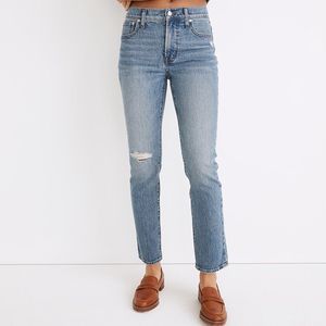 Madewell The Mid-Rise Perfect Vintage Jean in Ainsdale Wash: Knee-Rip Edition